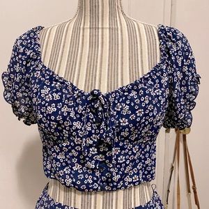 Navy Blue Floral Top